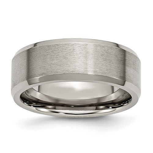 Chisel Titanium Brushed and Polished 8mm Beveled Edge Band