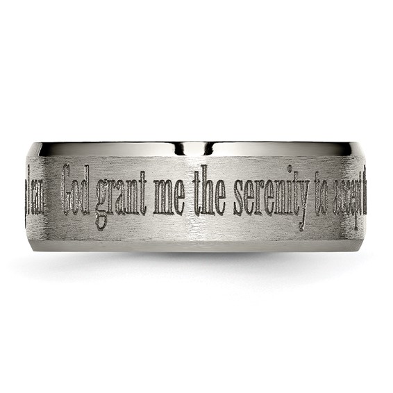 Chisel Titanium Brushed and Polished Serenity Laser Design 8mm Beveled Band