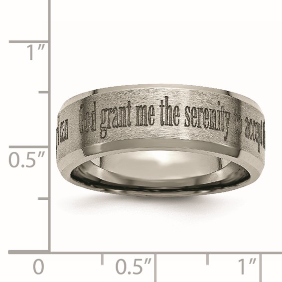 Chisel Titanium Brushed and Polished Serenity Laser Design 8mm Beveled Band