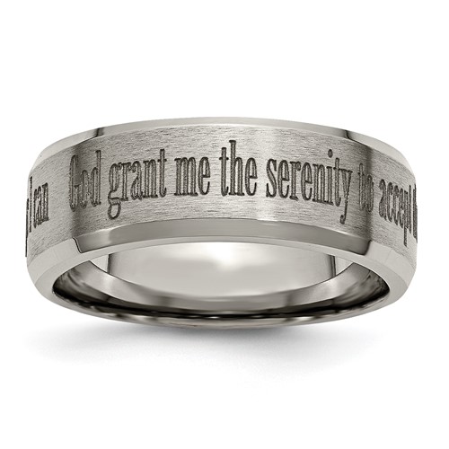 Chisel Titanium Brushed and Polished Serenity Laser Design 8mm Beveled Band