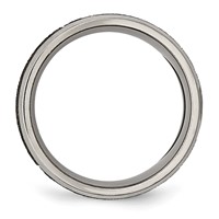 Chisel Titanium Brushed and Polished Cross Laser Design 8mm Beveled Edge Band view 2