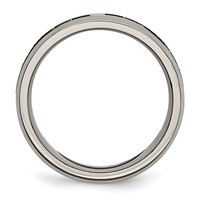 Chisel Titanium Brushed and Polished Claddagh Laser Design 8mm Beveled Edge Band view 2