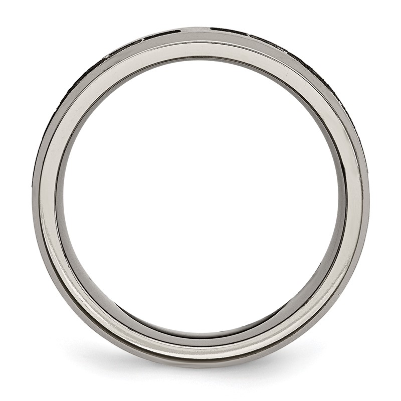 Chisel Titanium Brushed and Polished Claddagh Laser Design 8mm Beveled Edge Band