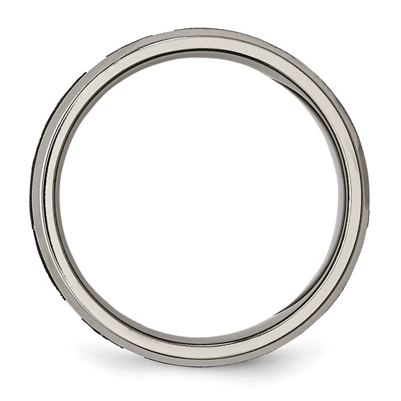 Chisel Titanium Brushed and Polished Cross Laser Design 8mm Beveled Edge Band