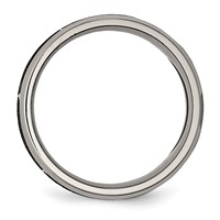 Chisel Titanium Brushed and Polished Flames Laser Design 8mm Beveled Edge Band view 2