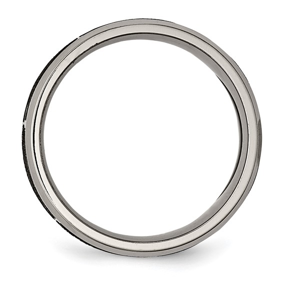 Chisel Titanium Brushed and Polished Flames Laser Design 8mm Beveled Edge Band