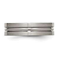 Chisel Titanium Brushed and Polished 6mm Grooved Band view 3