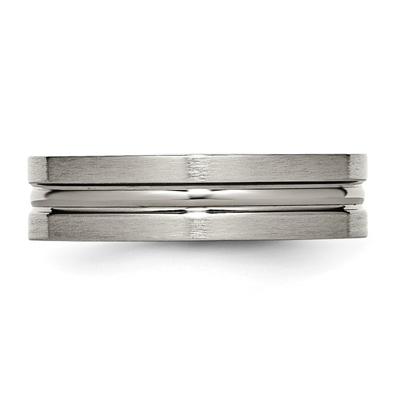 Chisel Titanium Brushed and Polished 6mm Grooved Band
