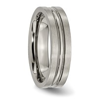 Chisel Titanium Brushed and Polished 6mm Grooved Band view 4