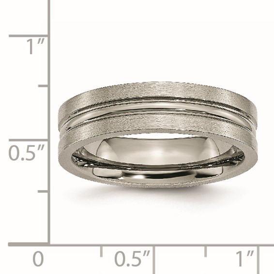 Chisel Titanium Brushed and Polished 6mm Grooved Band
