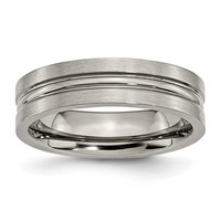 Chisel Titanium Brushed and Polished 6mm Grooved Band view 1