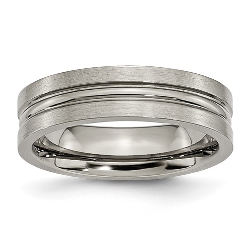 Chisel Titanium Brushed and Polished 6mm Grooved Band