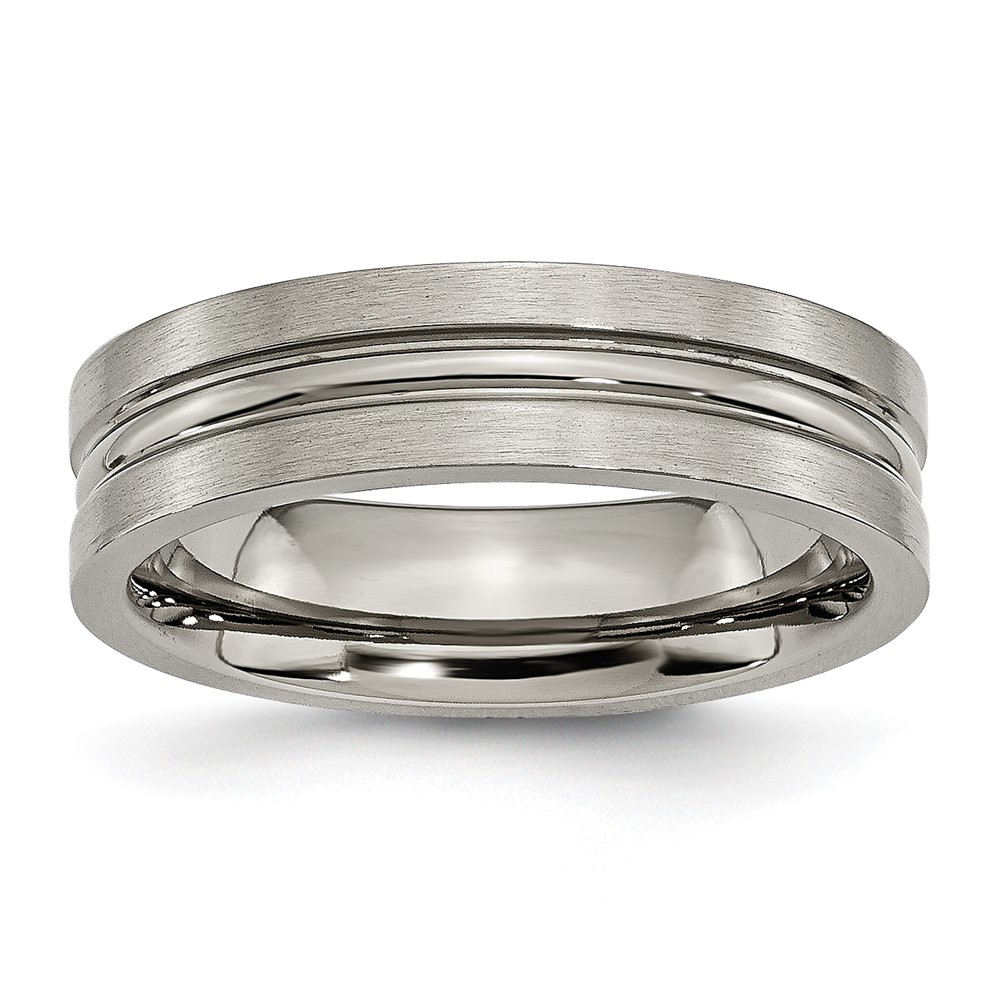 Titanium Brushed and Polished 6mm Grooved Band