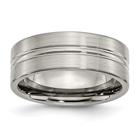 Chisel Titanium Brushed and Polished 8mm Grooved Band view 1