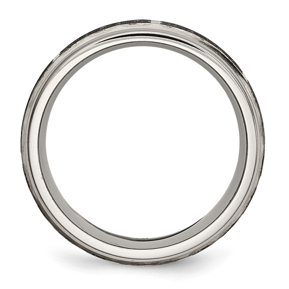 Chisel Titanium Brushed and Polished Celtic Laser Design 8mm Ridged Edge Band