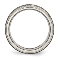 Chisel Titanium Brushed and Polished Laser Design 8mm Ridged Edge Band view 2