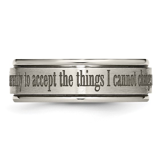Chisel Titanium Brushed and Polished Serenity Laser Design 8mm Ridged Edge Band