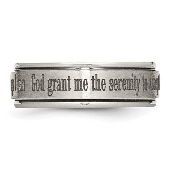 Chisel Titanium Brushed and Polished Serenity Laser Design 8mm Ridged Edge Band