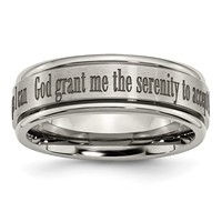 Chisel Titanium Brushed and Polished Serenity Laser Design 8mm Ridged Edge Band view 1
