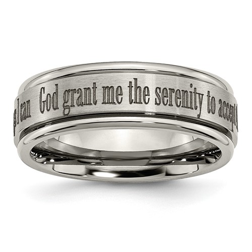 Chisel Titanium Brushed and Polished Serenity Laser Design 8mm Ridged Edge Band
