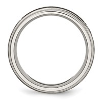 Chisel Titanium Brushed and Polished Cross Laser Design 8mm Ridged Edge Band view 2