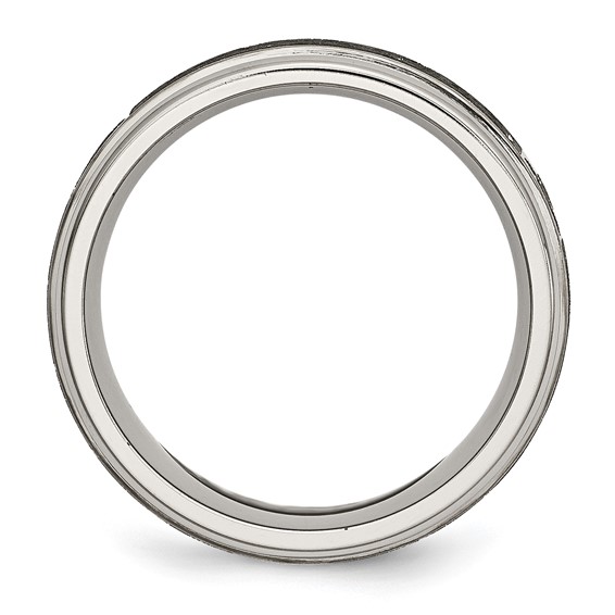 Chisel Titanium Brushed and Polished Cross Laser Design 8mm Ridged Edge Band