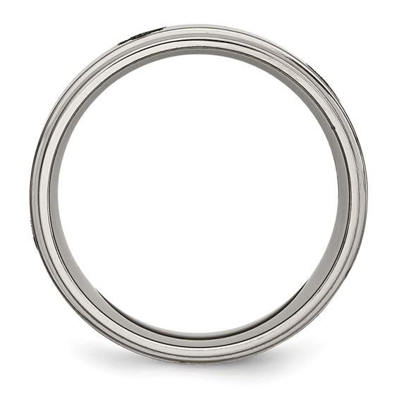 Chisel Titanium Brushed and Polished Masonic Laser Design 8mm Ridged Edge Band