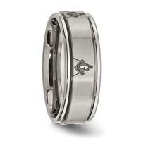 Chisel Titanium Brushed and Polished Masonic Laser Design 8mm Ridged Edge Band view 4