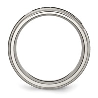 Chisel Titanium Brushed and Polished Claddagh Laser Design 8mm Ridged Edge Band view 2