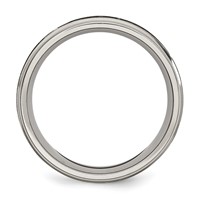 Chisel Titanium Brushed and Polished Cross Laser Design 8mm Ridged Edge Band view 2