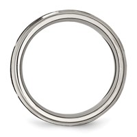 Chisel Titanium Brushed and Polished Flame Laser Design 8mm Ridged Edge Band view 2