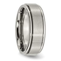 Chisel Titanium Brushed Center 8mm Ridged Edge Band view 4