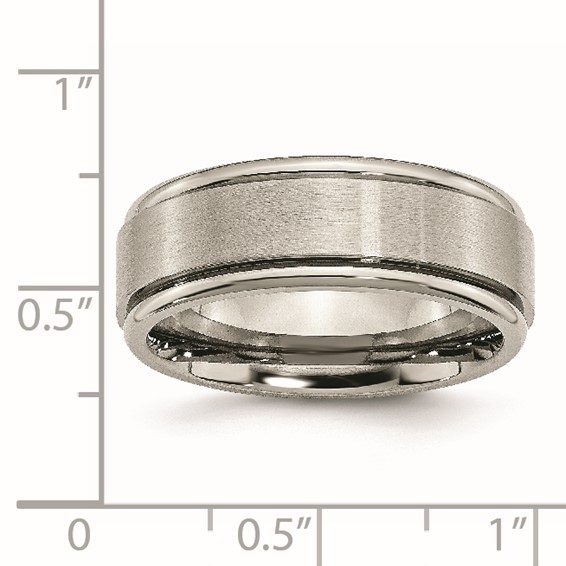 Chisel Titanium Brushed Center 8mm Ridged Edge Band