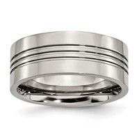 Titanium Polished 9mm Grooved Band view 1