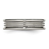 Titanium Grooved and Beaded 6mm Polished Band view 3