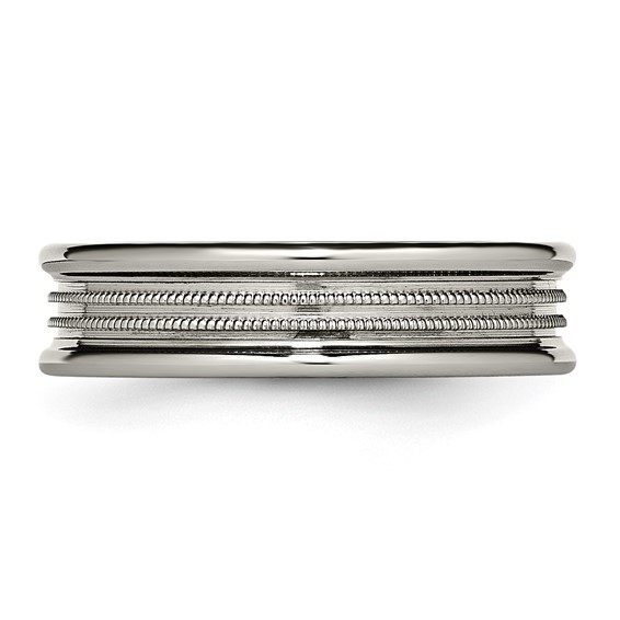 Titanium Grooved and Beaded 6mm Polished Band