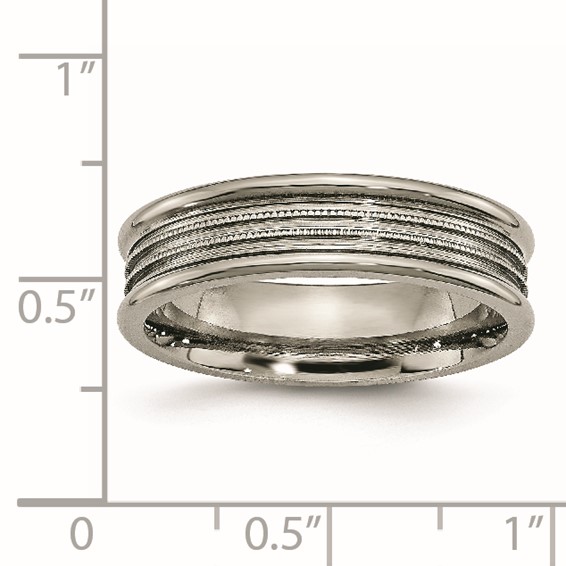 Titanium Grooved and Beaded 6mm Polished Band
