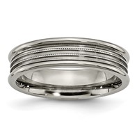 Titanium Grooved and Beaded 6mm Polished Band view 1