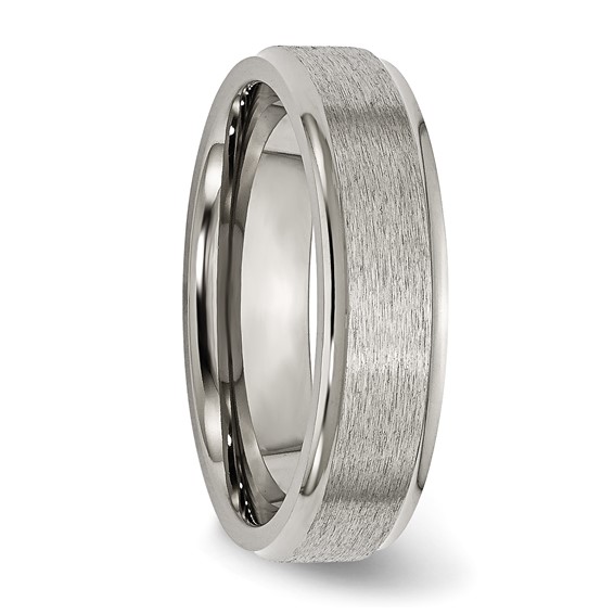 Chisel Titanium Brushed Center 6mm Ridged Edge Band