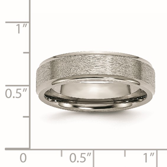 Chisel Titanium Brushed Center 6mm Ridged Edge Band