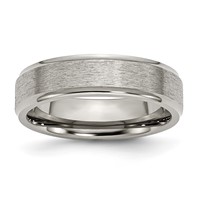 Chisel Titanium Brushed Center 6mm Ridged Edge Band view 1