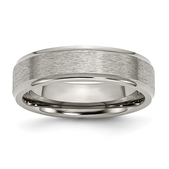 Chisel Titanium Brushed Center 6mm Ridged Edge Band
