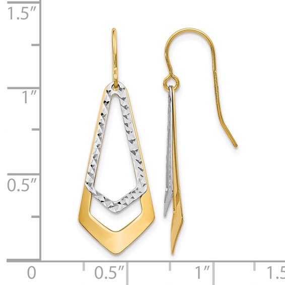 Leslie's 10K Two-tone D/C Shepherd Hook Dangle Earrings