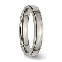 Chisel Titanium Polished 4mm Grooved and Beaded Edge Band view 4