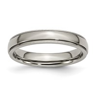 Chisel Titanium Polished 4mm Grooved and Beaded Edge Band view 1