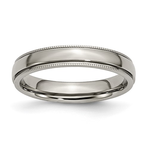 Chisel Titanium Polished 4mm Grooved and Beaded Edge Band