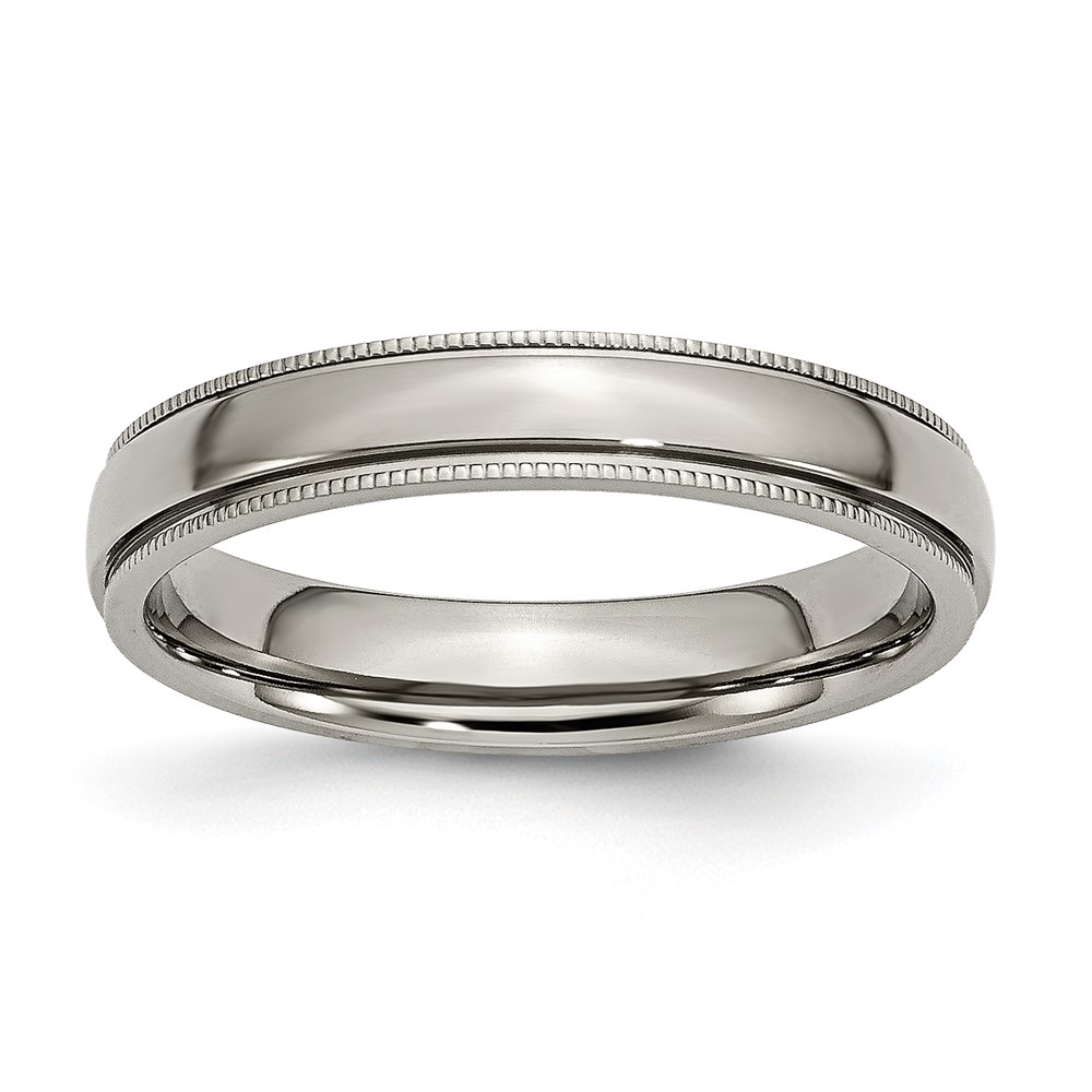 Titanium Polished 4mm Grooved and Beaded Edge Band