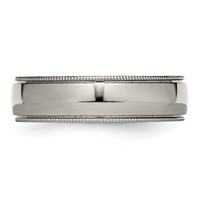 Chisel Titanium Polished 6mm Grooved and Beaded Edge Band view 3