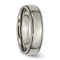 Chisel Titanium Polished 6mm Grooved and Beaded Edge Band view 4