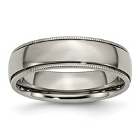 Chisel Titanium Polished 6mm Grooved and Beaded Edge Band view 1